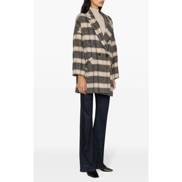 NWT Ba&sh Hold Double-breasted Coat Plaid Oversized Made in France sz3 US L $550 - Picture 3 of 7